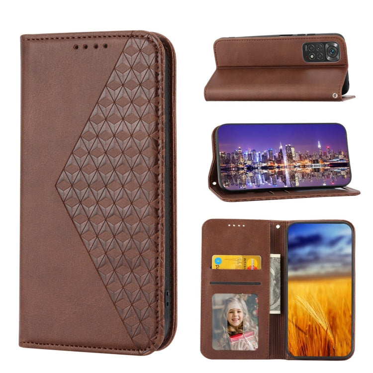 Cubic Grid Calf Texture Magnetic Closure Leather Phone Case, For Nothing Phone 1, For Xiaomi Redmi Note 11S 5G, For Xiaomi Redmi Note 11S Global, For Xiaomi Redmi Note 11 Pro 4G, For Xiaomi Redmi 10C 4G