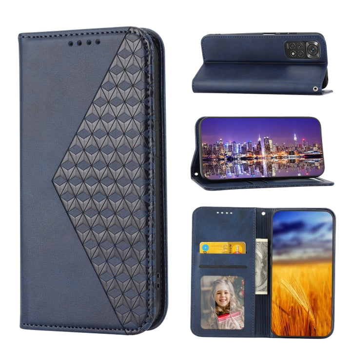 Cubic Grid Calf Texture Magnetic Closure Leather Phone Case, For Nothing Phone 1, For Xiaomi Redmi Note 11S 5G, For Xiaomi Redmi Note 11S Global, For Xiaomi Redmi Note 11 Pro 4G, For Xiaomi Redmi 10C 4G