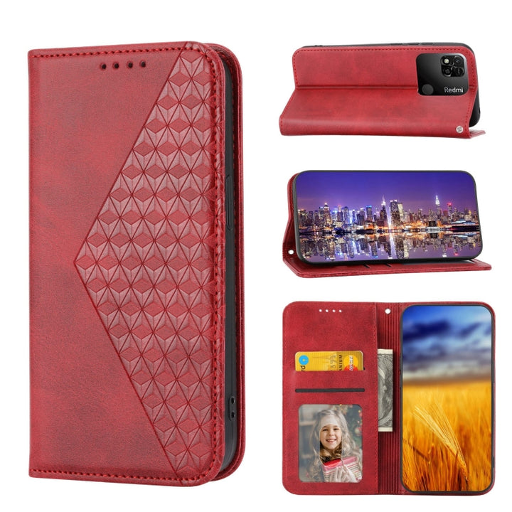 Cubic Grid Calf Texture Magnetic Closure Leather Phone Case, For Xiaomi Redmi 10A, For Xiaomi Redmi Note 11 Pro+, For Xiaomi 11T / 11T Pro, For Xiaomi Redmi Note 11T Pro, For Realme 9i