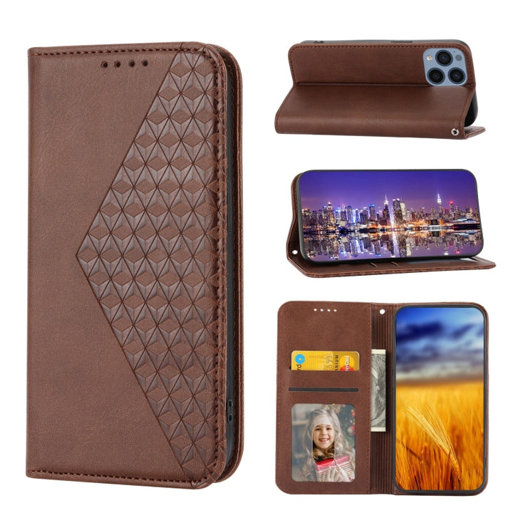 Cubic Grid Calf Texture Magnetic Closure Leather Phone Case, For OPPO A57 2022, For Sony Xperia 1 IV, For Sony Xperia 10 IV, For Google Pixel 6, For Google Pixel 6 Pro