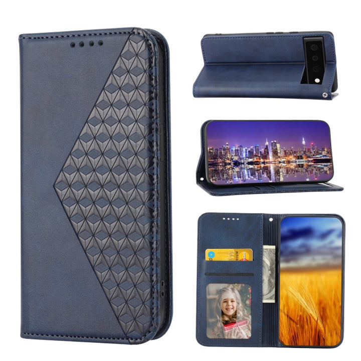 Cubic Grid Calf Texture Magnetic Closure Leather Phone Case, For OPPO A57 2022, For Sony Xperia 1 IV, For Sony Xperia 10 IV, For Google Pixel 6, For Google Pixel 6 Pro