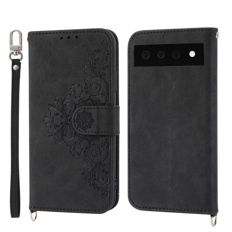 Skin-feel Flowers Embossed Wallet Leather Phone Case, For Google Pixel 7 Pro 5G