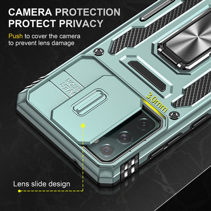 Armor PC + TPU Camera Shield Phone Case, For Samsung Galaxy S20 FE, For Samsung Galaxy S20 Ultra, For Samsung Galaxy S20+, For Samsung Galaxy S10