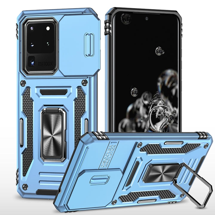 Armor PC + TPU Camera Shield Phone Case, For Samsung Galaxy S20 FE, For Samsung Galaxy S20 Ultra, For Samsung Galaxy S20+, For Samsung Galaxy S10