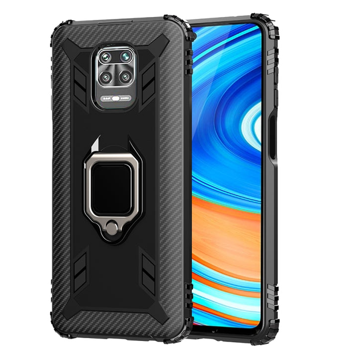 Carbon Fiber Protective Case with 360 Degree Rotating Ring Holder, For Xiaomi Redmi Note 9 Pro, For Xiaomi Redmi Note 9S, For Huawei P40 Lite, For Galaxy M21