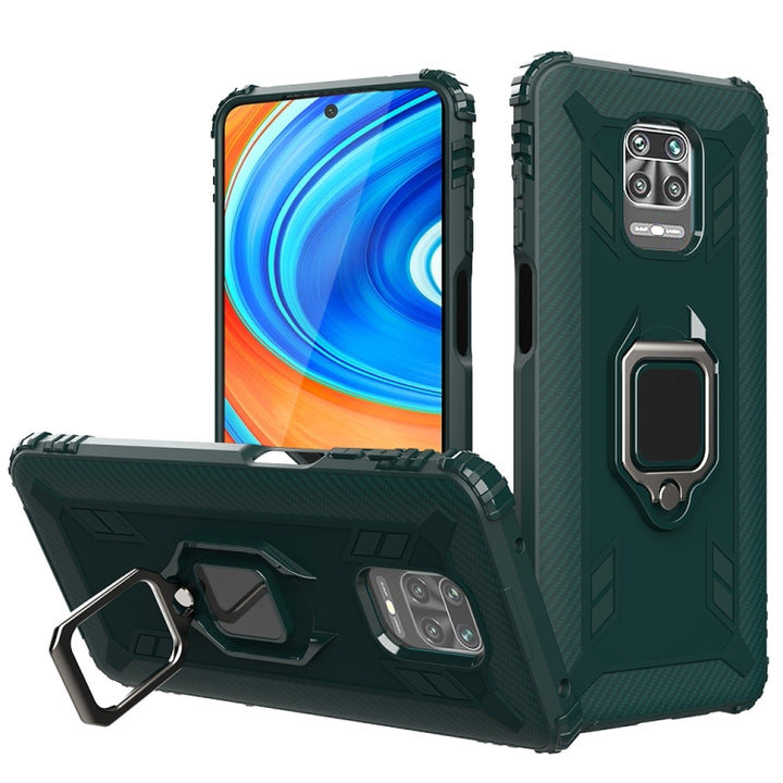 Carbon Fiber Protective Case with 360 Degree Rotating Ring Holder, For Xiaomi Redmi Note 9 Pro, For Xiaomi Redmi Note 9S, For Huawei P40 Lite, For Galaxy M21