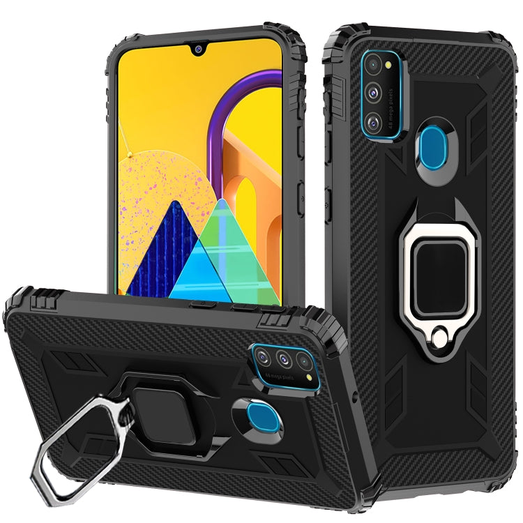 Carbon Fiber Protective Case with 360 Degree Rotating Ring Holder, For Xiaomi Redmi Note 9 Pro, For Xiaomi Redmi Note 9S, For Huawei P40 Lite, For Galaxy M21