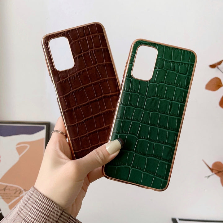 Crocodile Texture Genuine Leather Electroplating Phone Case, For Samsung Galaxy A13 4G, For Samsung Galaxy A23 4G/5G, For Samsung Galaxy A33 5G, For Samsung Galaxy A53 5G, For Samsung Galaxy A73 5G, For Samsung Galaxy Z Flip3 5G