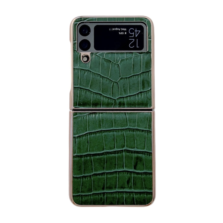 Crocodile Texture Genuine Leather Electroplating Phone Case, For Samsung Galaxy A13 4G, For Samsung Galaxy A23 4G/5G, For Samsung Galaxy A33 5G, For Samsung Galaxy A53 5G, For Samsung Galaxy A73 5G, For Samsung Galaxy Z Flip3 5G