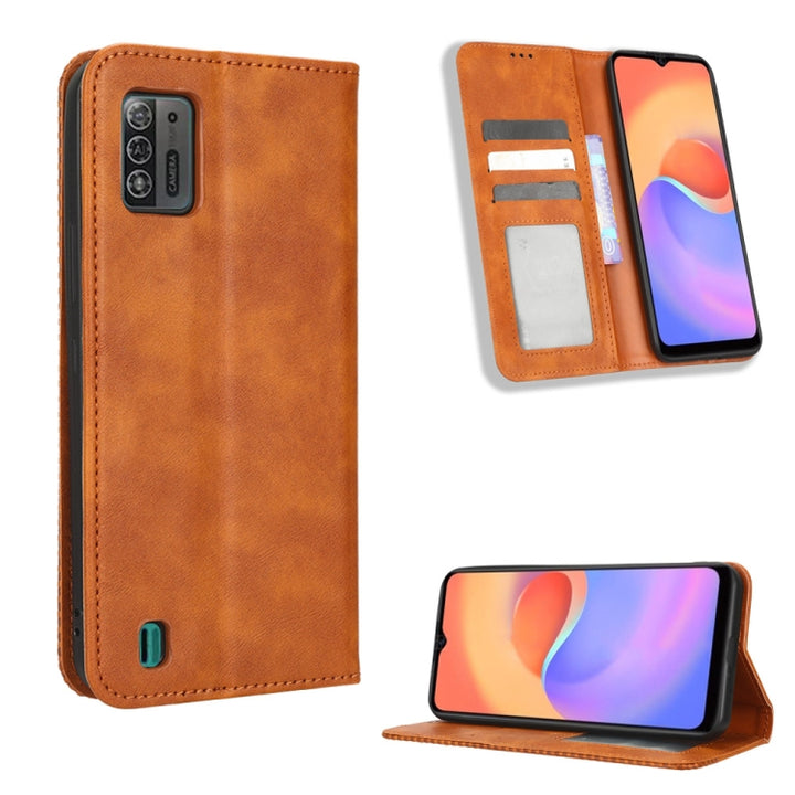 Magnetic Buckle Retro Texture Leather Phone Case, For UMIDIGI Power 7 / Power 7S, For ZTE Blade A52 Lite, For ZTE Blade A72 5G