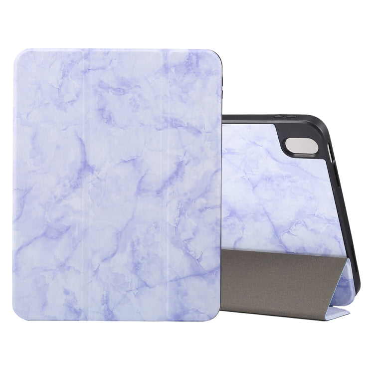 Three-fold Marble Texture Protective Tablet Case with Pen Slot, For iPad 10th Gen 10.9 2022