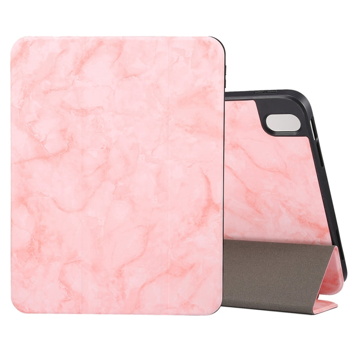 Three-fold Marble Texture Protective Tablet Case with Pen Slot, For iPad 10th Gen 10.9 2022