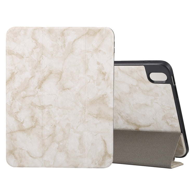 Three-fold Marble Texture Protective Tablet Case with Pen Slot, For iPad 10th Gen 10.9 2022