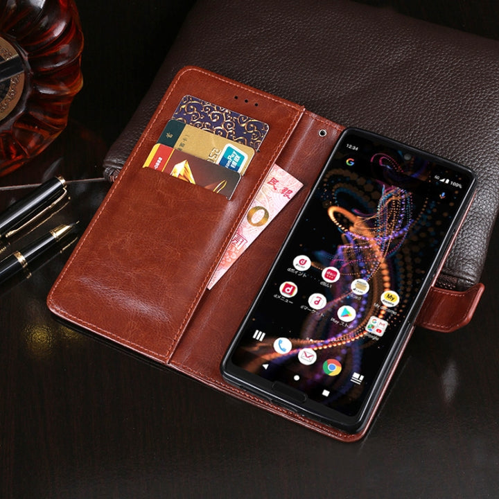 idewei Crazy Horse Texture Horizontal Flip Leather Case with Holder & Card Slots & Wallet, For Sharp Aquos R 5G, For Vivo S6 5G