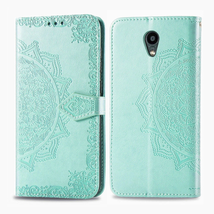 Embossed Mandala Pattern PC + TPU Horizontal Flip Leather Case with Holder & Card Slots, For Kyocera Digno BX, For OPPO Realme C3, For Vivo Z6, For Xiaomi Redmi Note 9S, For Huawei Y6s (2019)