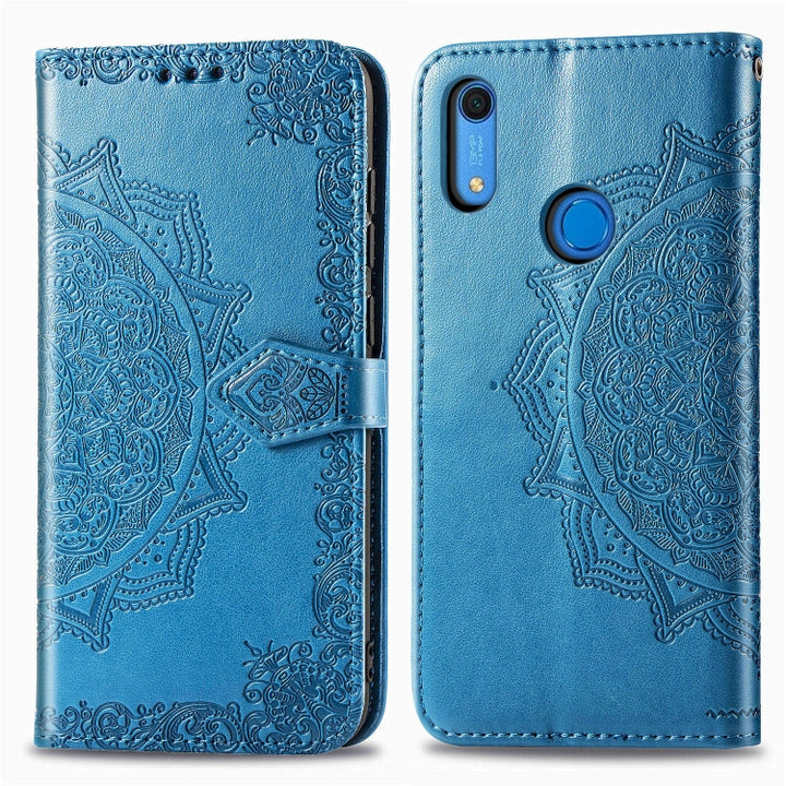 Embossed Mandala Pattern PC + TPU Horizontal Flip Leather Case with Holder & Card Slots, For Kyocera Digno BX, For OPPO Realme C3, For Vivo Z6, For Xiaomi Redmi Note 9S, For Huawei Y6s (2019)