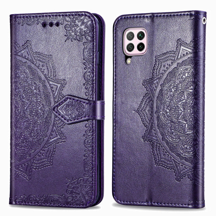 Embossed Mandala Pattern PC + TPU Horizontal Flip Leather Case with Holder & Card Slots, For Huawei P40, For Huawei P40 Lite / nova 6 SE, For Huawei P40 Pro / P40 Pro+, For Huawei Y7P, For Galaxy A11