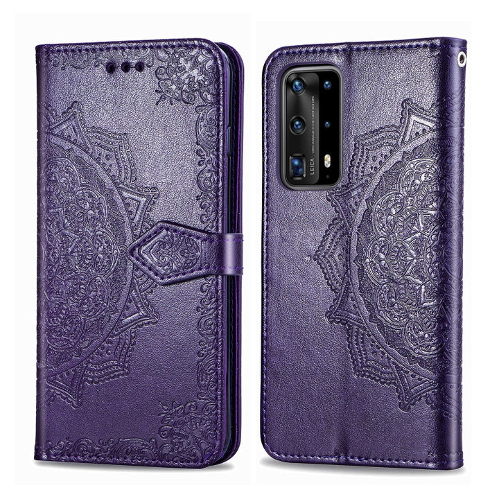 Embossed Mandala Pattern PC + TPU Horizontal Flip Leather Case with Holder & Card Slots, For Huawei P40, For Huawei P40 Lite / nova 6 SE, For Huawei P40 Pro / P40 Pro+, For Huawei Y7P, For Galaxy A11