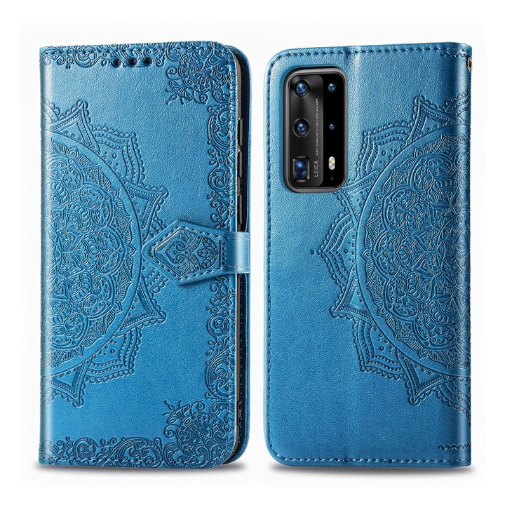 Embossed Mandala Pattern PC + TPU Horizontal Flip Leather Case with Holder & Card Slots, For Huawei P40, For Huawei P40 Lite / nova 6 SE, For Huawei P40 Pro / P40 Pro+, For Huawei Y7P, For Galaxy A11