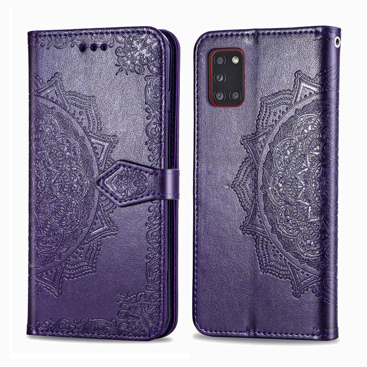 Embossed Mandala Pattern PC + TPU Horizontal Flip Leather Case with Holder & Card Slots, For Galaxy A31, For Galaxy A41, For Galaxy A41 (Japanese Version), For Galaxy M31, For Galaxy XCover Pro