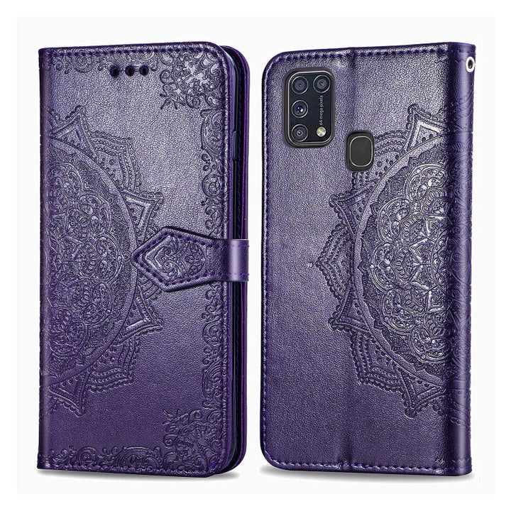 Embossed Mandala Pattern PC + TPU Horizontal Flip Leather Case with Holder & Card Slots, For Galaxy A31, For Galaxy A41, For Galaxy A41 (Japanese Version), For Galaxy M31, For Galaxy XCover Pro