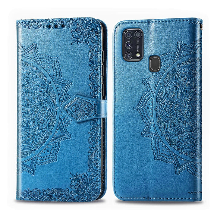 Embossed Mandala Pattern PC + TPU Horizontal Flip Leather Case with Holder & Card Slots, For Galaxy A31, For Galaxy A41, For Galaxy A41 (Japanese Version), For Galaxy M31, For Galaxy XCover Pro