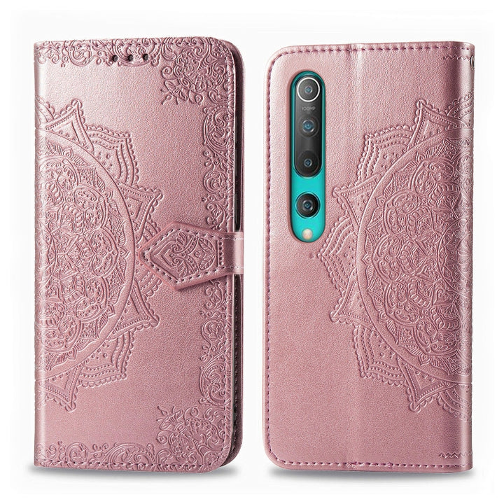 Embossed Mandala Pattern PC + TPU Horizontal Flip Leather Case with Holder & Card Slots, For Sony Xperia 1 II, For Sharp Aquos R5G, For Sharp Zero 2, For Xiaomi Mi 10 Pro 5G, For Xiaomi Mi 10 5G