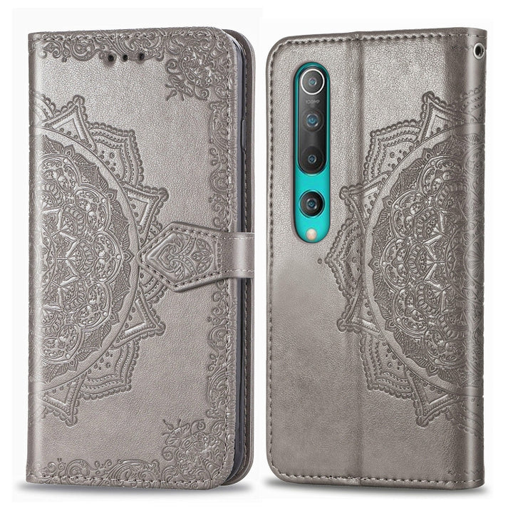 Embossed Mandala Pattern PC + TPU Horizontal Flip Leather Case with Holder & Card Slots, For Sony Xperia 1 II, For Sharp Aquos R5G, For Sharp Zero 2, For Xiaomi Mi 10 Pro 5G, For Xiaomi Mi 10 5G