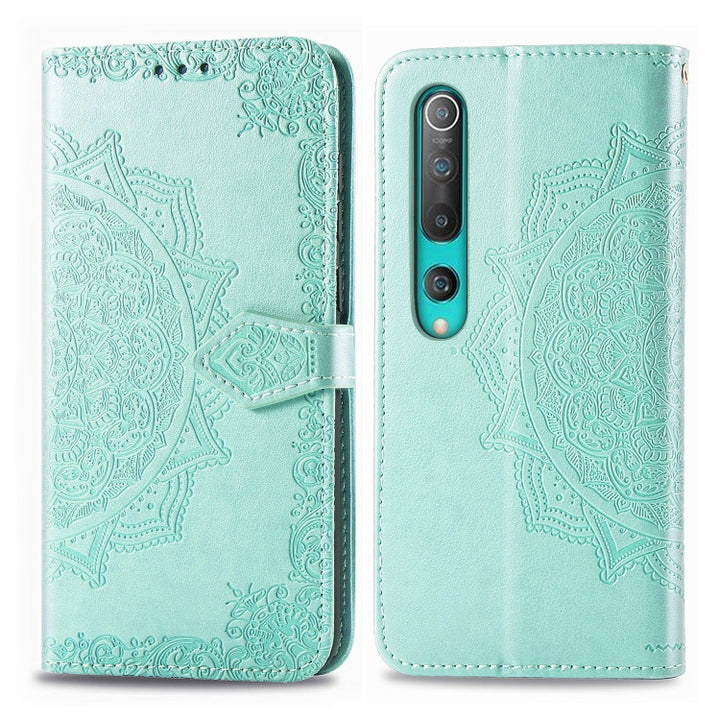 Embossed Mandala Pattern PC + TPU Horizontal Flip Leather Case with Holder & Card Slots, For Sony Xperia 1 II, For Sharp Aquos R5G, For Sharp Zero 2, For Xiaomi Mi 10 Pro 5G, For Xiaomi Mi 10 5G