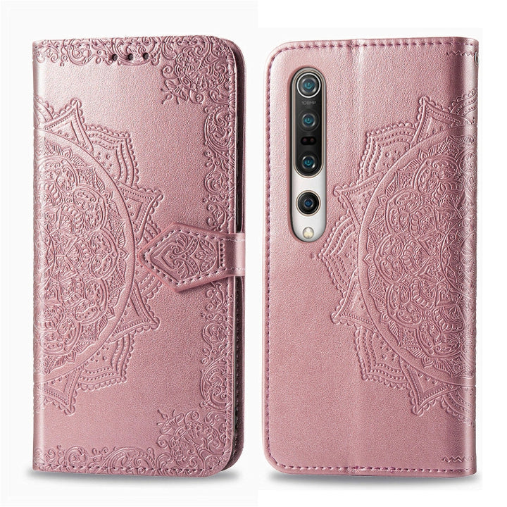 Embossed Mandala Pattern PC + TPU Horizontal Flip Leather Case with Holder & Card Slots, For Sony Xperia 1 II, For Sharp Aquos R5G, For Sharp Zero 2, For Xiaomi Mi 10 Pro 5G, For Xiaomi Mi 10 5G