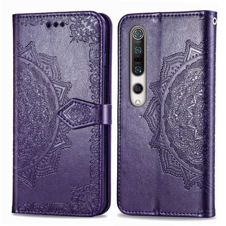 Embossed Mandala Pattern PC + TPU Horizontal Flip Leather Case with Holder & Card Slots, For Sony Xperia 1 II, For Sharp Aquos R5G, For Sharp Zero 2, For Xiaomi Mi 10 Pro 5G, For Xiaomi Mi 10 5G