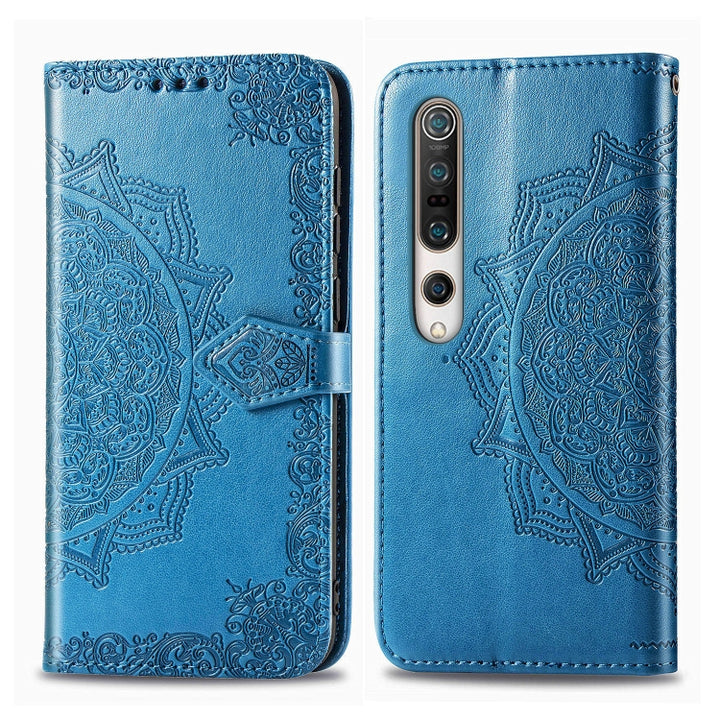 Embossed Mandala Pattern PC + TPU Horizontal Flip Leather Case with Holder & Card Slots, For Sony Xperia 1 II, For Sharp Aquos R5G, For Sharp Zero 2, For Xiaomi Mi 10 Pro 5G, For Xiaomi Mi 10 5G