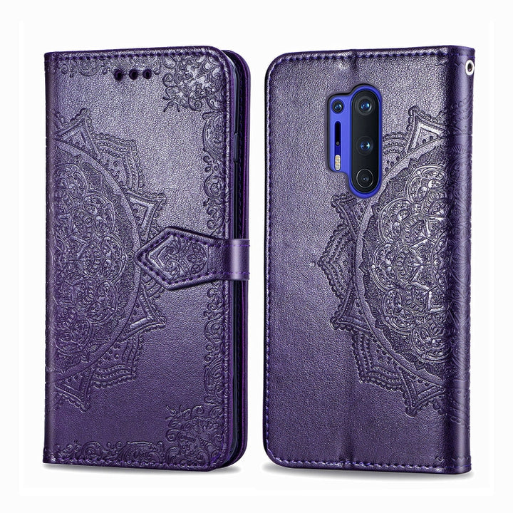 Embossed Mandala Pattern PC + TPU Horizontal Flip Leather Case with Holder & Card Slots, For OnePlus 8 Pro