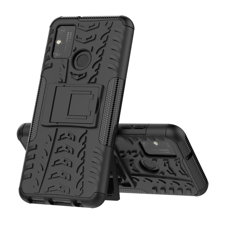 Tire Texture Shockproof TPU+PC Protective Case with Holder, For iPhone SE 2022 / SE 2020, For Sony Xperia 10 Ⅱ, For Huawei Honor Play 9A, For Galaxy M30s