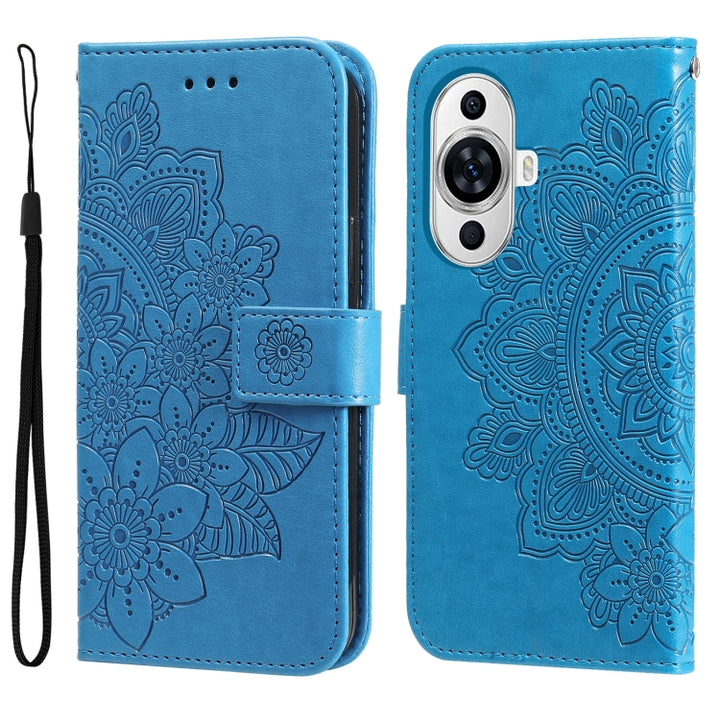 Seven-petal Flowers Embossing Leather Phone Case, For Huawei Mate 60, For Huawei Mate 60 Pro, For Huawei Enjoy 60X, For Huawei nova 11 Pro, For Huawei nova 11