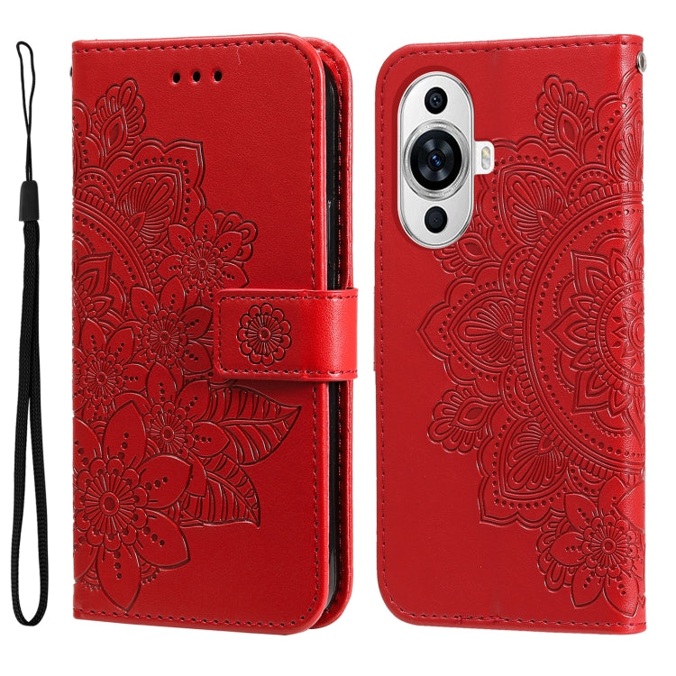 Seven-petal Flowers Embossing Leather Phone Case, For Huawei Mate 60, For Huawei Mate 60 Pro, For Huawei Enjoy 60X, For Huawei nova 11 Pro, For Huawei nova 11