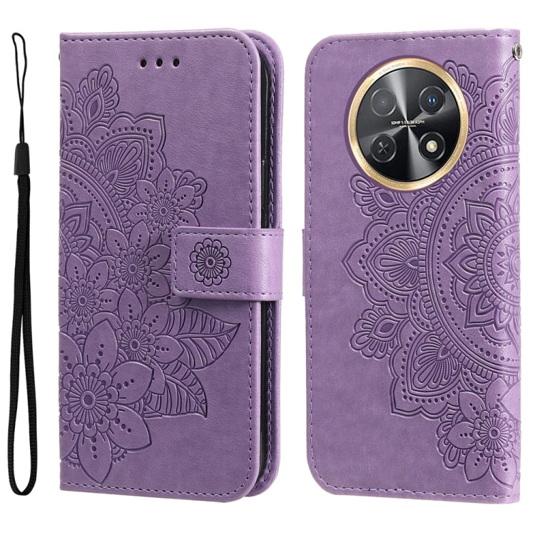 Seven-petal Flowers Embossing Leather Phone Case, For Huawei Mate 60, For Huawei Mate 60 Pro, For Huawei Enjoy 60X, For Huawei nova 11 Pro, For Huawei nova 11