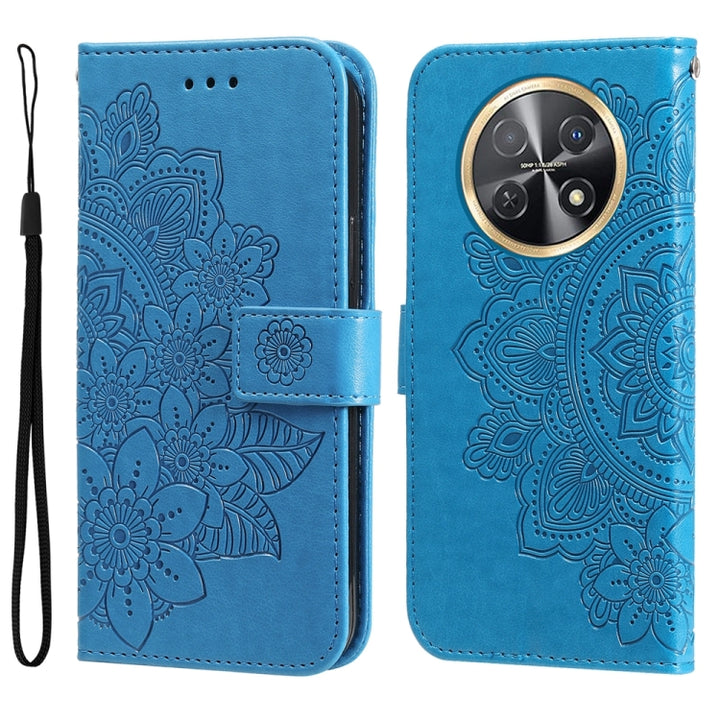 Seven-petal Flowers Embossing Leather Phone Case, For Huawei Mate 60, For Huawei Mate 60 Pro, For Huawei Enjoy 60X, For Huawei nova 11 Pro, For Huawei nova 11