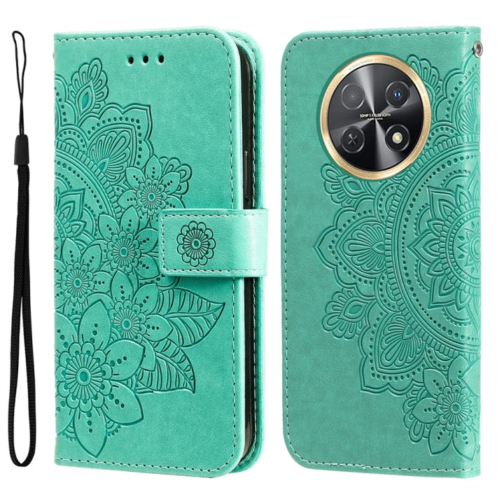 Seven-petal Flowers Embossing Leather Phone Case, For Huawei Mate 60, For Huawei Mate 60 Pro, For Huawei Enjoy 60X, For Huawei nova 11 Pro, For Huawei nova 11