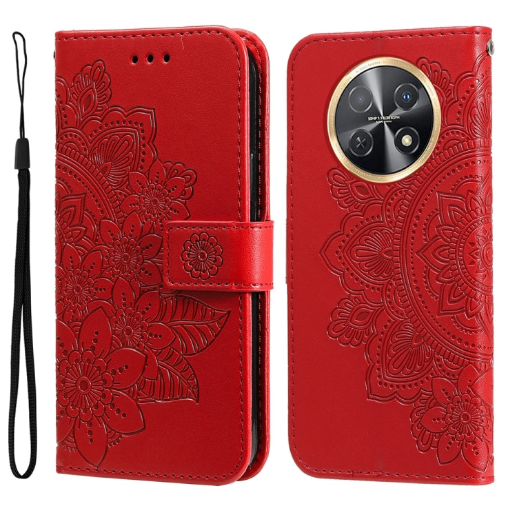 Seven-petal Flowers Embossing Leather Phone Case, For Huawei Mate 60, For Huawei Mate 60 Pro, For Huawei Enjoy 60X, For Huawei nova 11 Pro, For Huawei nova 11