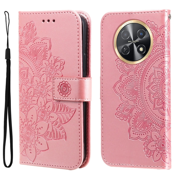 Seven-petal Flowers Embossing Leather Phone Case, For Huawei Mate 60, For Huawei Mate 60 Pro, For Huawei Enjoy 60X, For Huawei nova 11 Pro, For Huawei nova 11