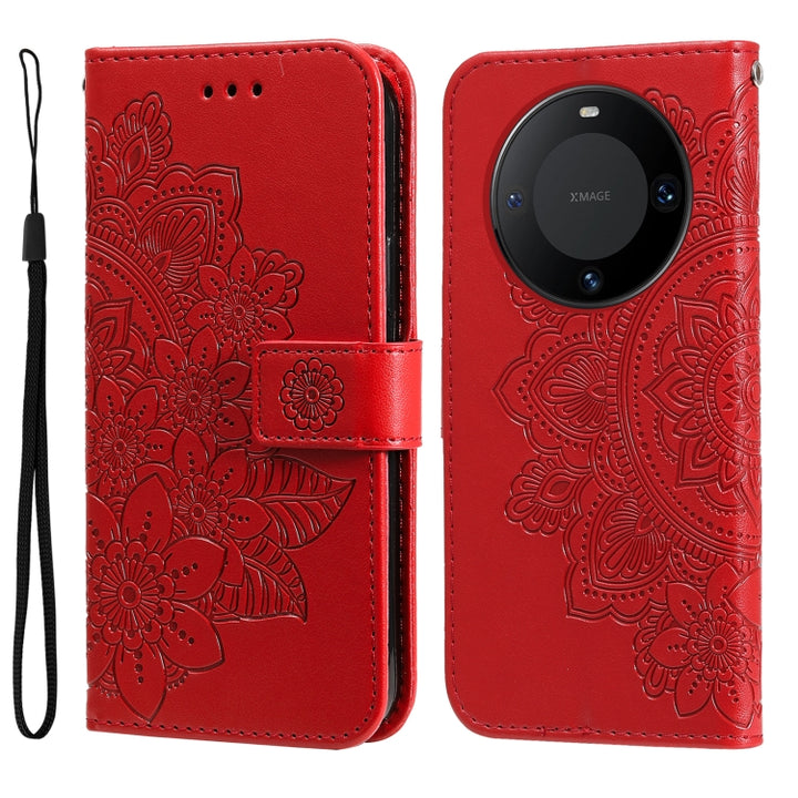 Seven-petal Flowers Embossing Leather Phone Case, For Huawei Mate 60, For Huawei Mate 60 Pro, For Huawei Enjoy 60X, For Huawei nova 11 Pro, For Huawei nova 11