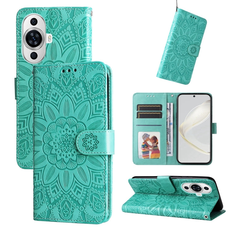 Embossed Sunflower Leather Phone Case, For Huawei Mate 60, For Huawei Mate 60 Pro, For Huawei nova 11 Pro, For Huawei nova 11