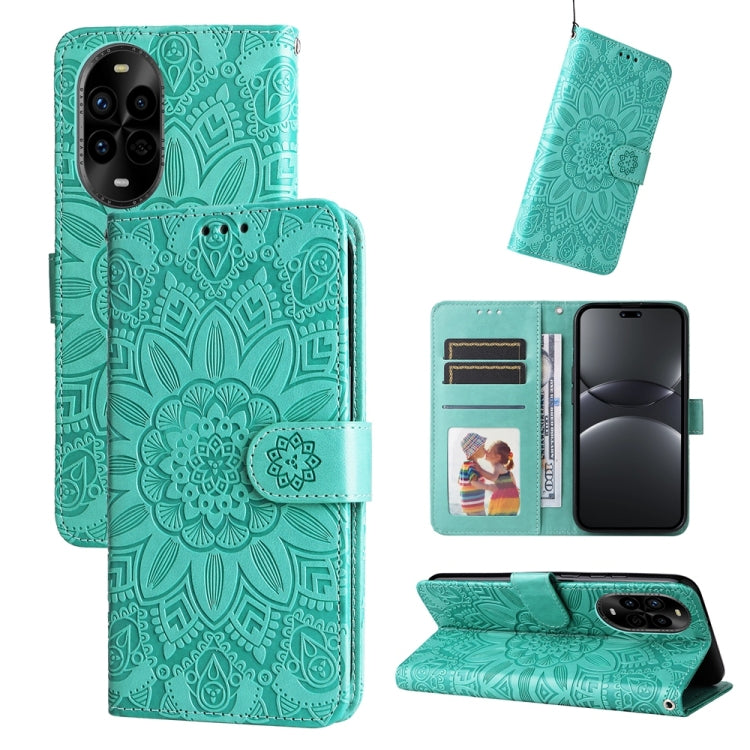 Embossed Sunflower Leather Phone Case, For Huawei nova 13 Pro, For Huawei nova 13 / nova 12, For Huawei Enjoy 70 Pro, For Huawei Enjoy 70, For Huawei nova 11 SE, For Huawei nova 12 Pro