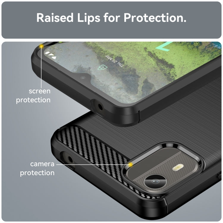 Brushed Texture Carbon Fiber TPU Phone Case, For Nokia C12, For Nokia C12 Pro, For Nokia C12 Plus, For Nokia C22