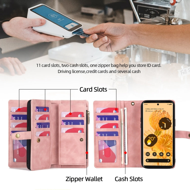 Zipper Wallet Detachable Magnetic Leather Phone Case, For Google Pixel 7, For Google Pixel 7 Pro, For Google Pixel 6, For Google Pixel 6a