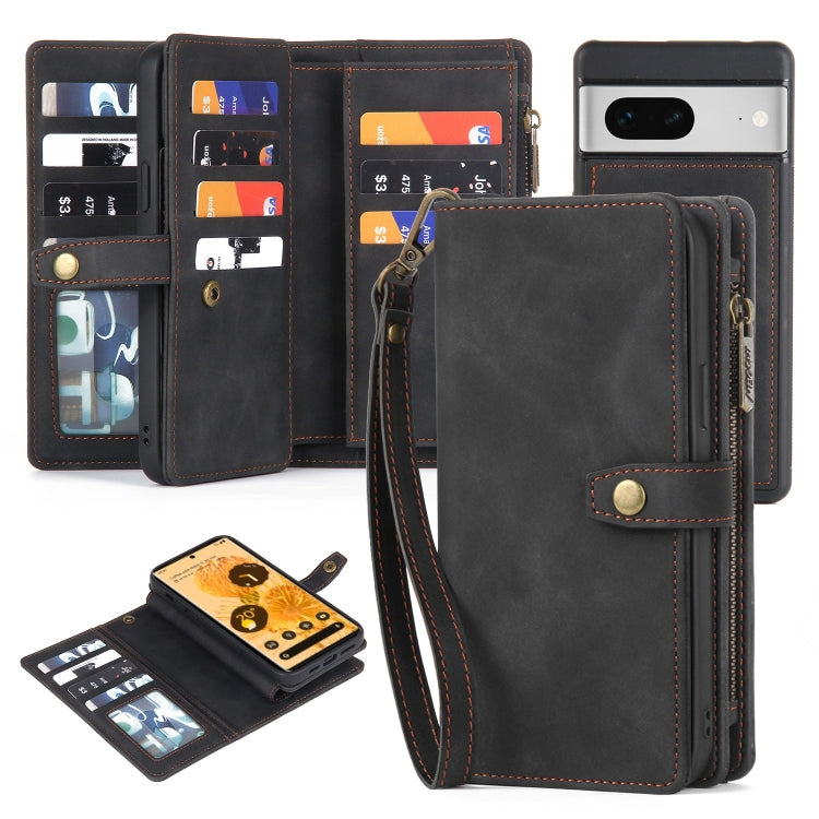 Zipper Wallet Detachable Magnetic Leather Phone Case, For Google Pixel 7, For Google Pixel 7 Pro, For Google Pixel 6, For Google Pixel 6a