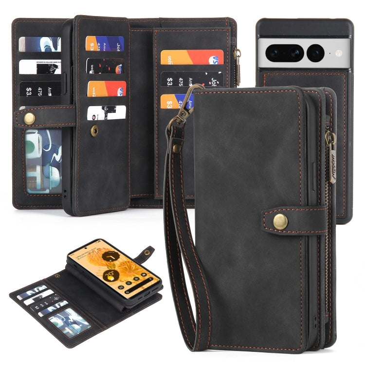 Zipper Wallet Detachable Magnetic Leather Phone Case, For Google Pixel 7, For Google Pixel 7 Pro, For Google Pixel 6, For Google Pixel 6a