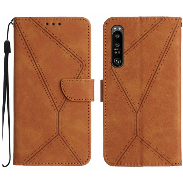 Stitching Embossed Leather Phone Case, For Sony Xperia 1 III, For Sony Xperia 1 IV, For Sony Xperia 1 V, For Sony Xperia 5 III, For Sony Xperia 5 IV