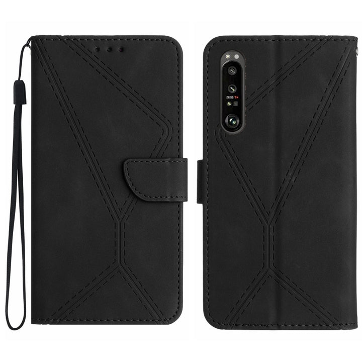 Stitching Embossed Leather Phone Case, For Sony Xperia 1 III, For Sony Xperia 1 IV, For Sony Xperia 1 V, For Sony Xperia 5 III, For Sony Xperia 5 IV